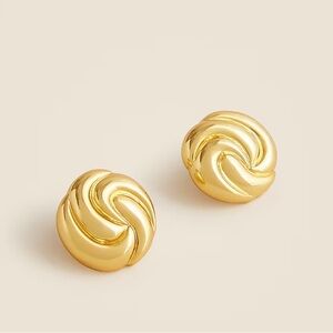 Gold Swirl Stud Earrings with Polished Finish